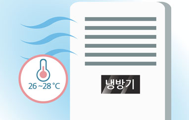 냉방기 온도는 26~28도씨 유지